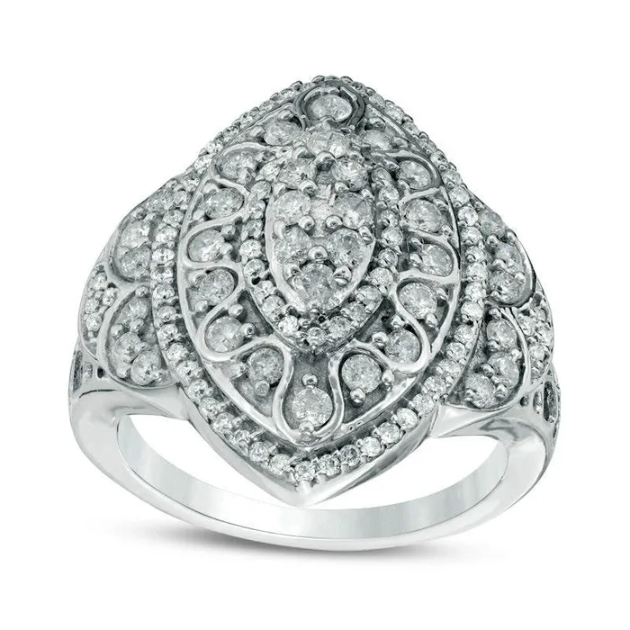 Goldia 10 CT TW Composite Natural Diamond Marquise Frame Ring in Sterling Silver Rings Goldia 10 CT TW Composite Natural Diamond Marquise Frame Ring in Sterling Silver Rings