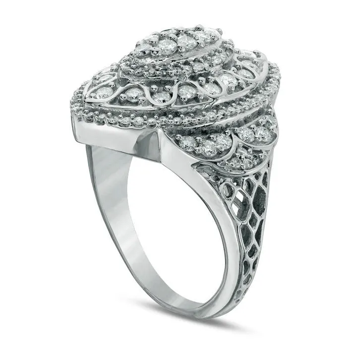 Goldia 10 CT TW Composite Natural Diamond Marquise Frame Ring in Sterling Silver Rings Goldia 10 CT TW Composite Natural Diamond Marquise Frame Ring in Sterling Silver Rings
