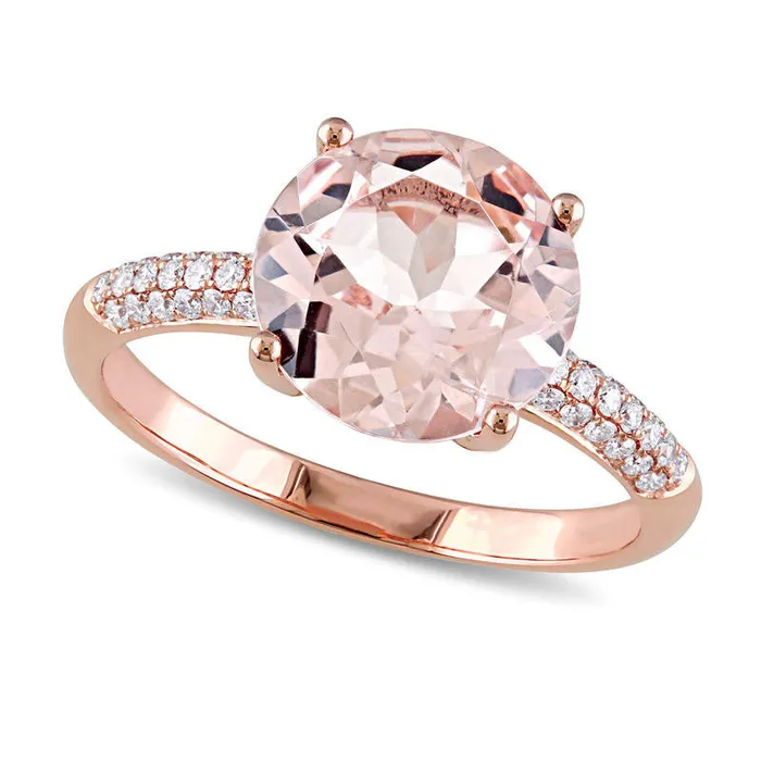 Goldia 100mm Morganite and 020 CT TW Natural Diamond Engagement Ring in Solid 14K Rose Gold Rings Goldia 100mm Morganite and 020 CT TW Natural Diamond Engagement Ring in Solid 14K Rose Gold Rings