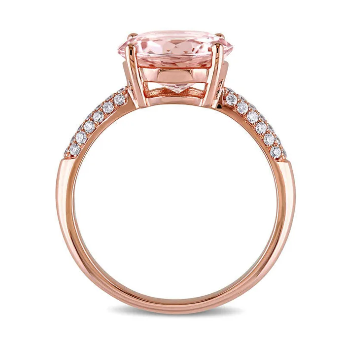 Goldia 100mm Morganite and 020 CT TW Natural Diamond Engagement Ring in Solid 14K Rose Gold Rings Goldia 100mm Morganite and 020 CT TW Natural Diamond Engagement Ring in Solid 14K Rose Gold Rings