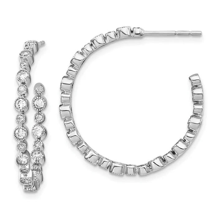 Goldia 14k White Gold 78 Ct Lab Grown Diamond VSSI G Circle Bezel Hoop Post Earrings Earrings