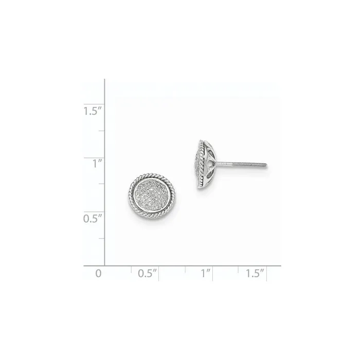 Goldia 14K White Gold Pav Real Diamond Circle Post Earrings Earrings