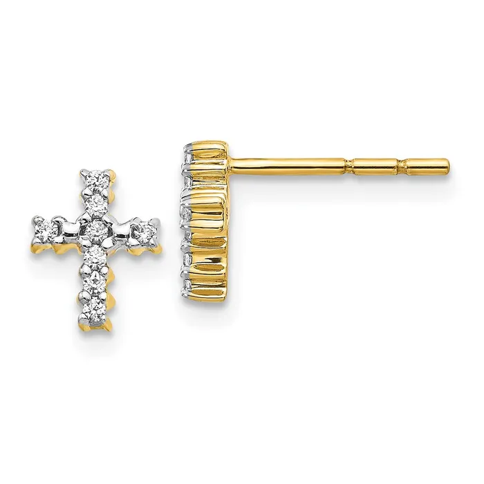 Goldia 14k Yellow Gold Polished Real Diamond Cross Post Earrings Earrings Goldia 14k Yellow Gold Polished Real Diamond Cross Post Earrings Earrings