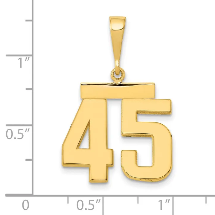 Goldia Charm Necklaces 14k Yellow Gold Medium Polished Number 45 Charm
