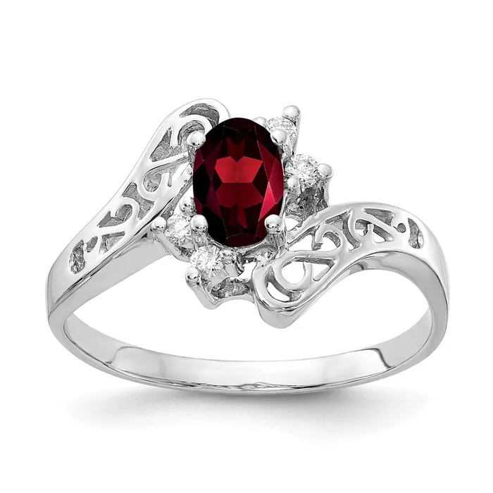 Goldiacom 14k White Gold 6x4mm Oval Garnet Checker A Real Diamond ring Rings Goldiacom 14k White Gold 6x4mm Oval Garnet Checker A Real Diamond ring Rings