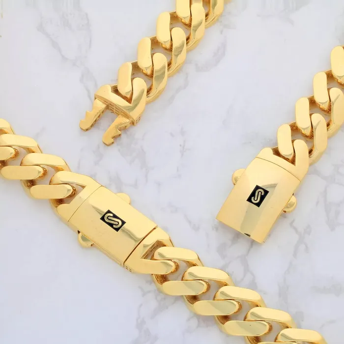 Goldiacom Necklaces 14k Yellow Gold Royal Monaco Miami Cuban Link 6mm Chain Pendant Necklace 30