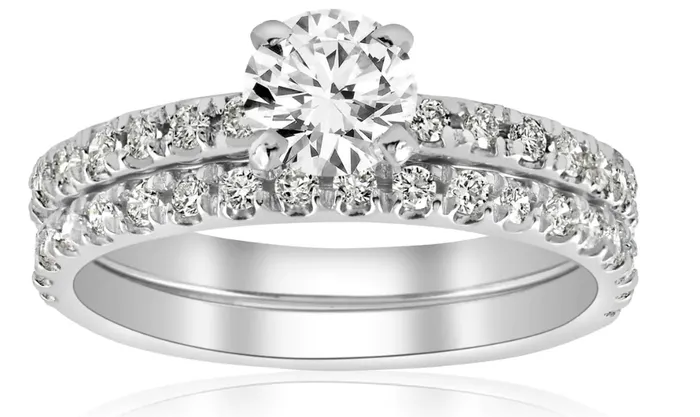 Goldiacom Rings Certified 1 14 ct TDW Diamond Engagement Ring Wedding Set French Pave 10k Gold Goldiacom Rings Certified 1 14 ct TDW Diamond Engagement Ring Wedding Set French Pave 10k Gold
