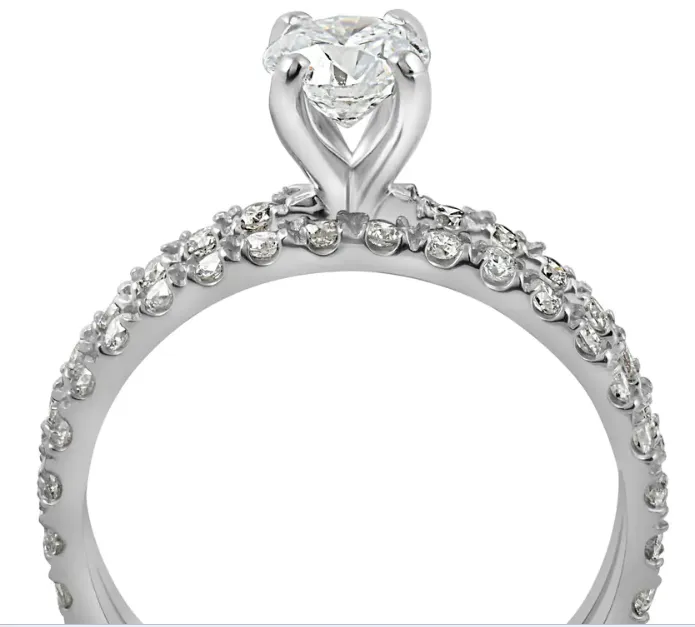 Goldiacom Rings Certified 1 14 ct TDW Diamond Engagement Ring Wedding Set French Pave 10k Gold
