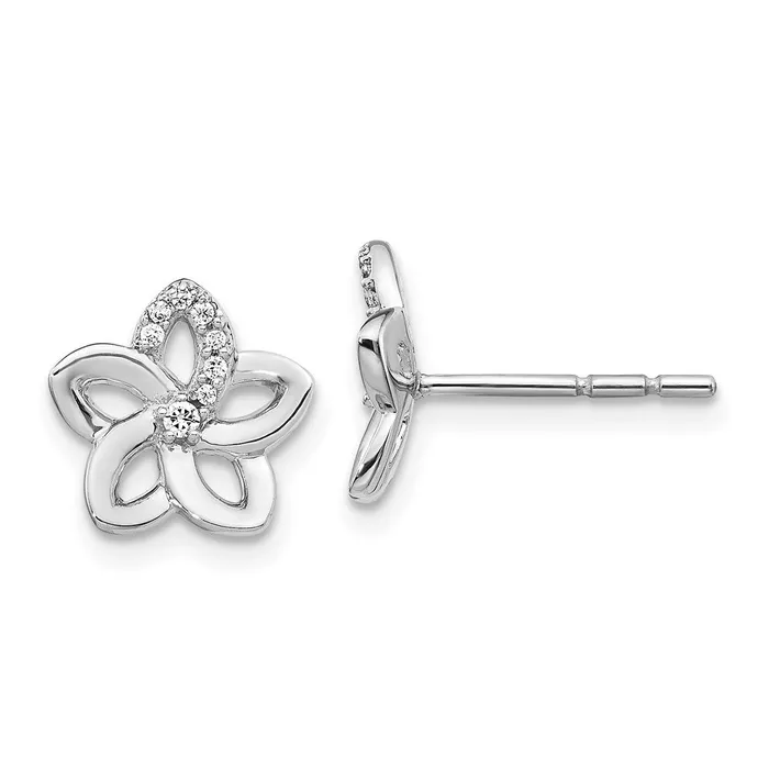 Goldia Earrings 14k White Gold Real Diamond Flower Earrings