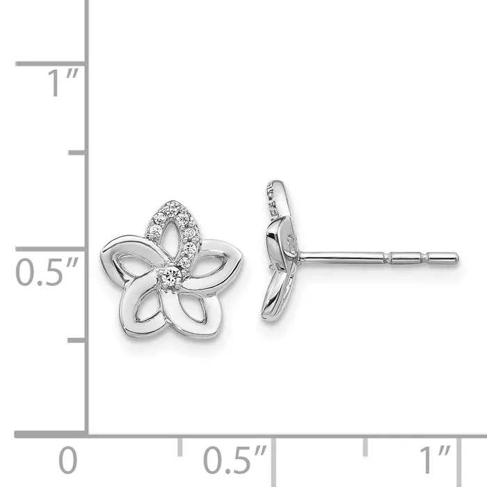 Goldia Earrings 14k White Gold Real Diamond Flower Earrings