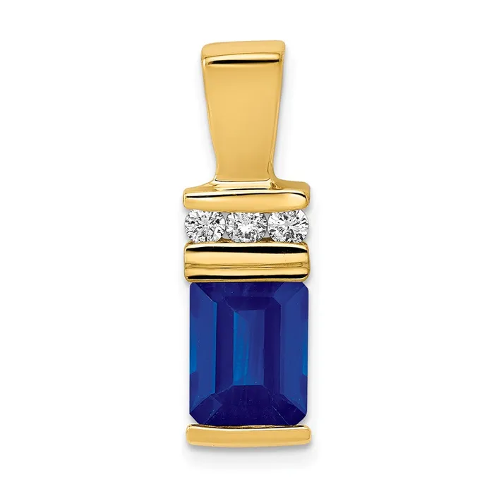 Goldia Earrings 14k Yellow Gold 8x6mm Emerald Cut Sapphire AA Diamond Slide
