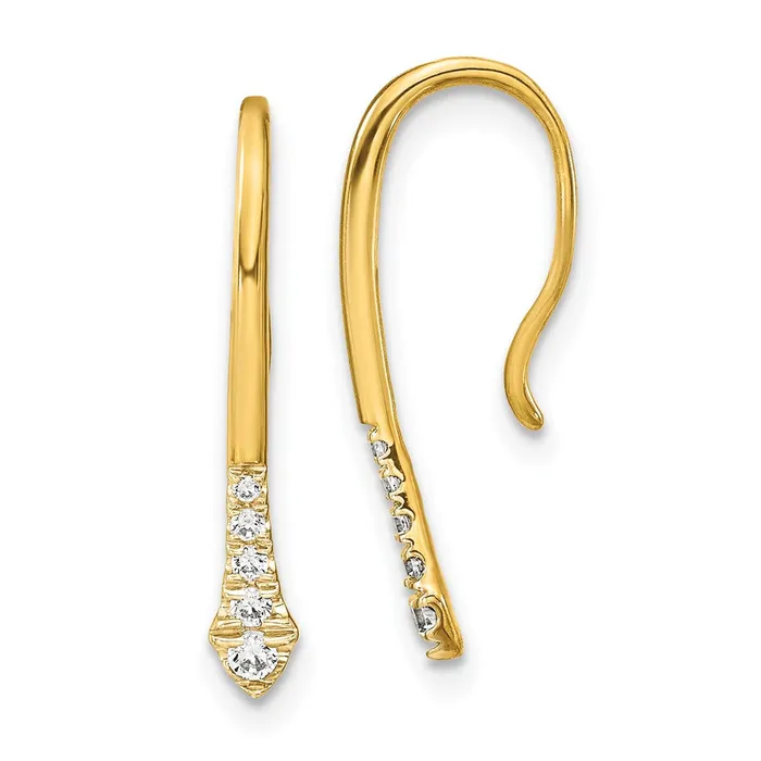 Goldia Earrings 14k Yellow Gold Polished Real Diamond Drop Wire Earrings