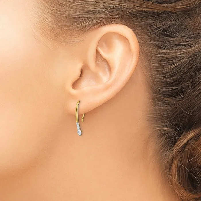 Goldia Earrings 14k Yellow Gold Polished Real Diamond Drop Wire Earrings