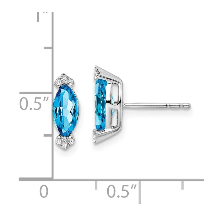 Goldia Earrings Solid 14k White Gold Marquise Simulated Blue Topaz and CZ Earrings Goldia Earrings Solid 14k White Gold Marquise Simulated Blue Topaz and CZ Earrings