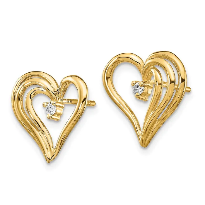 Goldia Earrings Solid 14k Yellow Gold AA Simulated CZ heart earring Goldia Earrings Solid 14k Yellow Gold AA Simulated CZ heart earring
