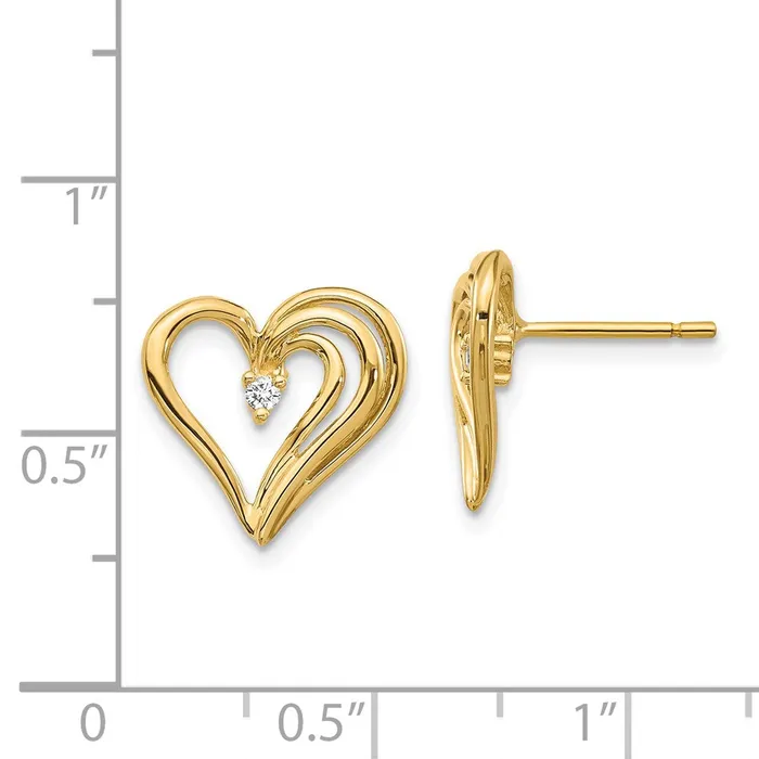 Goldia Earrings Solid 14k Yellow Gold AA Simulated CZ heart earring Goldia Earrings Solid 14k Yellow Gold AA Simulated CZ heart earring