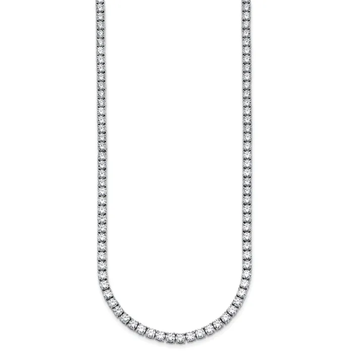 Goldia Necklaces 14k White Gold 18 Ct Lab Grown Diamond VSSI G Round 18 inch Straight Tennis Necklace
