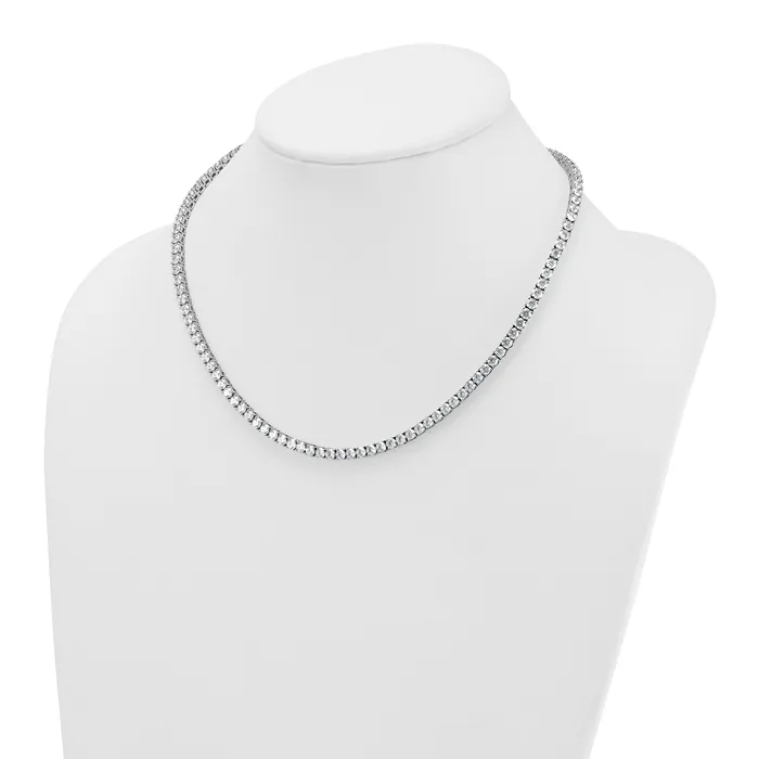 Goldia Necklaces 14k White Gold 18 Ct Lab Grown Diamond VSSI G Round 18 inch Straight Tennis Necklace