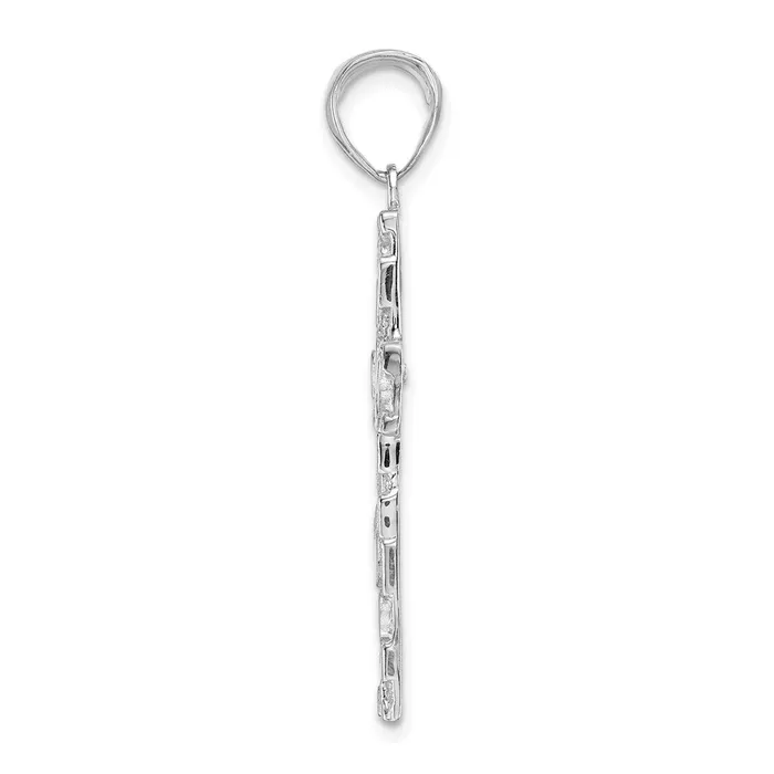 Goldia Necklaces 14k White Gold PolishedTextured Nugget Style Cross Pendant
