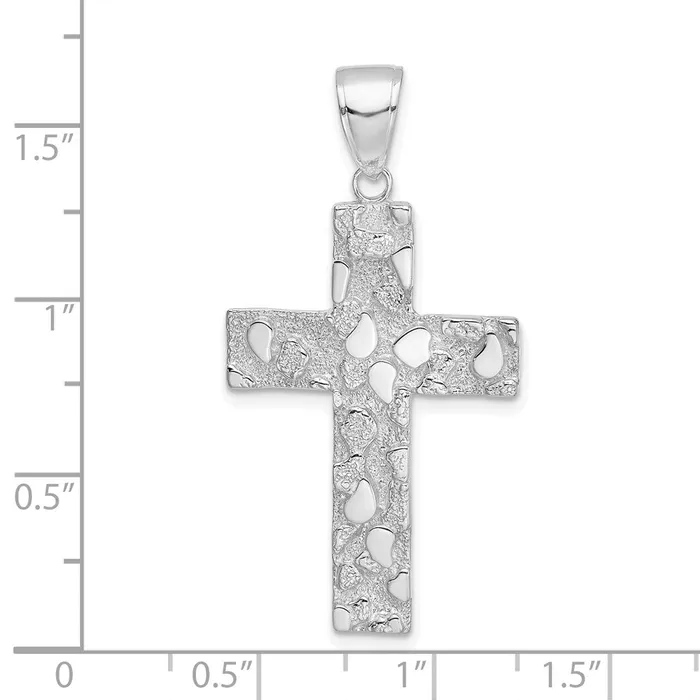 Goldia Necklaces 14k White Gold PolishedTextured Nugget Style Cross Pendant