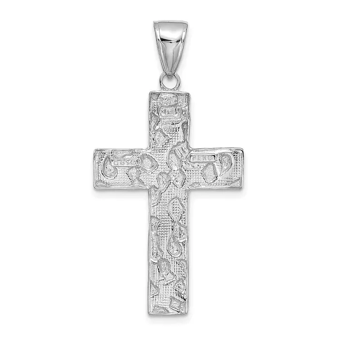 Goldia Necklaces 14k White Gold PolishedTextured Nugget Style Cross Pendant