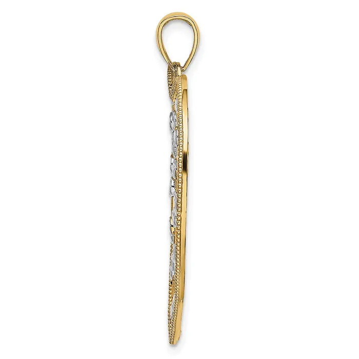 Goldia Necklaces 14k Yellow Rhodium Gold with White Rhodium Diamondcut Large Heart Pendant
