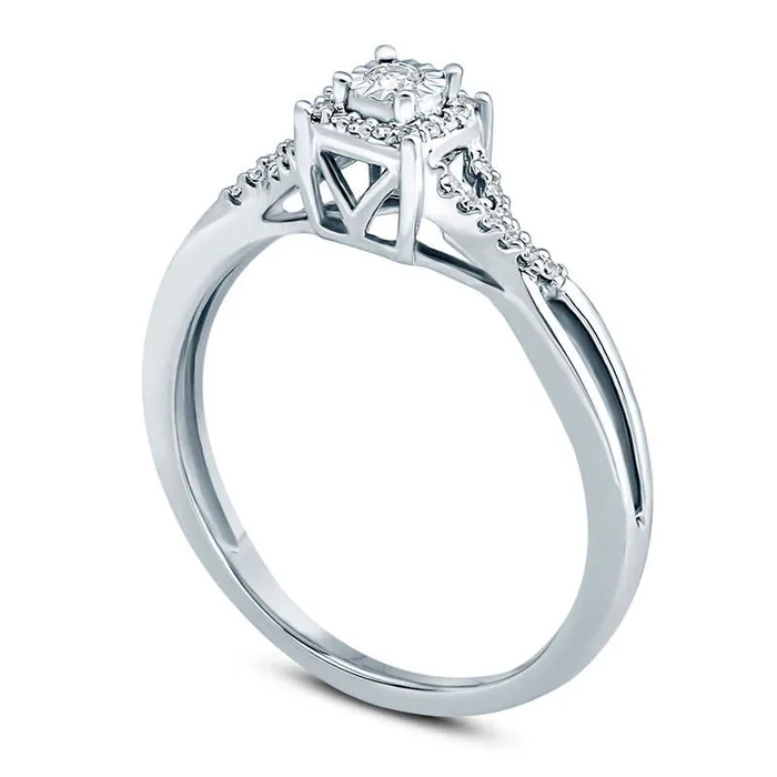Goldia Rings 010 CT TW Natural Diamond Cushion Frame Twist Shank Promise Ring in Solid 10K White Gold Goldia Rings 010 CT TW Natural Diamond Cushion Frame Twist Shank Promise Ring in Solid 10K White Gold