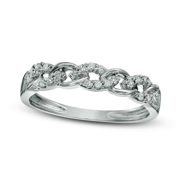 Goldia Rings 013 CT TW Natural Diamond Link Band in Solid 10K White Gold Goldia Rings 013 CT TW Natural Diamond Link Band in Solid 10K White Gold