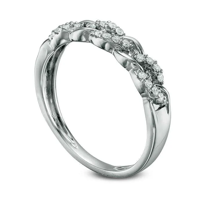 Goldia Rings 013 CT TW Natural Diamond Link Band in Solid 10K White Gold Goldia Rings 013 CT TW Natural Diamond Link Band in Solid 10K White Gold