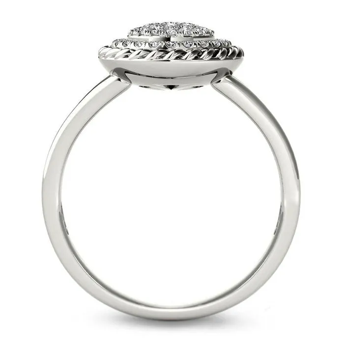 Goldia Rings 025 CT TW Composite Natural Diamond Rope Frame Split Shank Ring in Solid 10K White Gold Goldia Rings 025 CT TW Composite Natural Diamond Rope Frame Split Shank Ring in Solid 10K White Gold