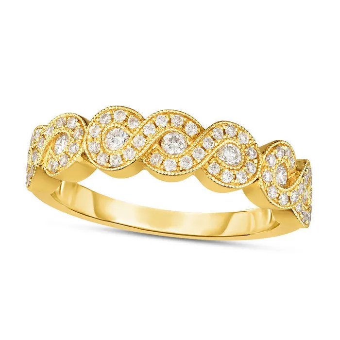 Goldia Rings 038 CT TW Natural Diamond Infinity Antique VintageStyle Band in Solid 10K Yellow Gold Goldia Rings 038 CT TW Natural Diamond Infinity Antique VintageStyle Band in Solid 10K Yellow Gold
