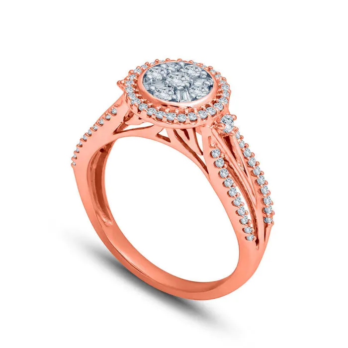 Goldia Rings 050 CT TW Composite Natural Diamond Frame MultiRow Split Shank Engagement Ring in Solid 10K Rose Gold Goldia Rings 050 CT TW Composite Natural Diamond Frame MultiRow Split Shank Engagement Ring in Solid 10K Rose Gold