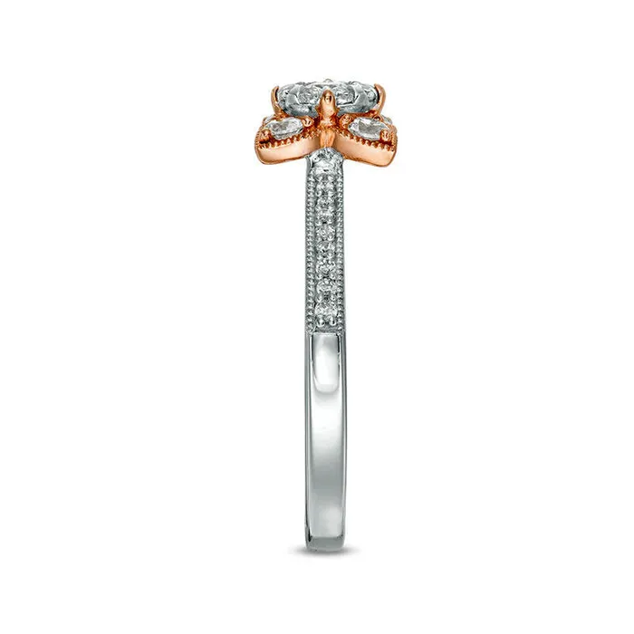 Goldia Rings 050 CT TW Natural Diamond Petal Frame Antique VintageStyle Engagement Ring in Solid 10K TwoTone Gold Goldia Rings 050 CT TW Natural Diamond Petal Frame Antique VintageStyle Engagement Ring in Solid 10K TwoTone Gold