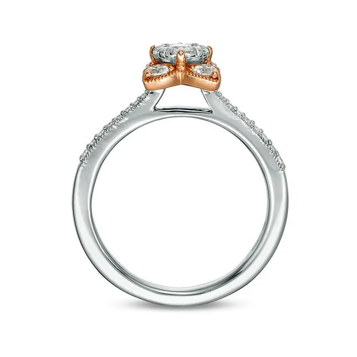Goldia Rings 050 CT TW Natural Diamond Petal Frame Antique VintageStyle Engagement Ring in Solid 10K TwoTone Gold Goldia Rings 050 CT TW Natural Diamond Petal Frame Antique VintageStyle Engagement Ring in Solid 10K TwoTone Gold