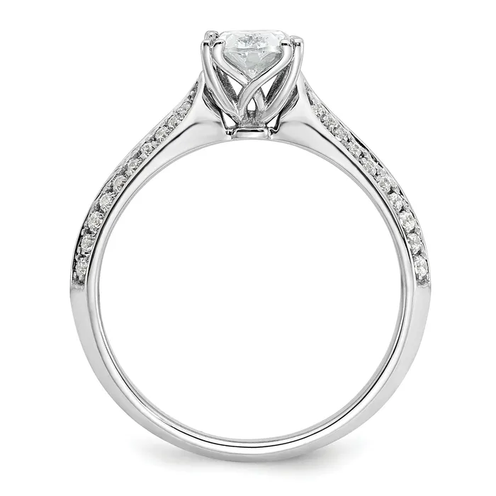 Goldia Rings 075ct CZ Solid Real 14k White Polish 34ct Oval Engagement Dia Ring