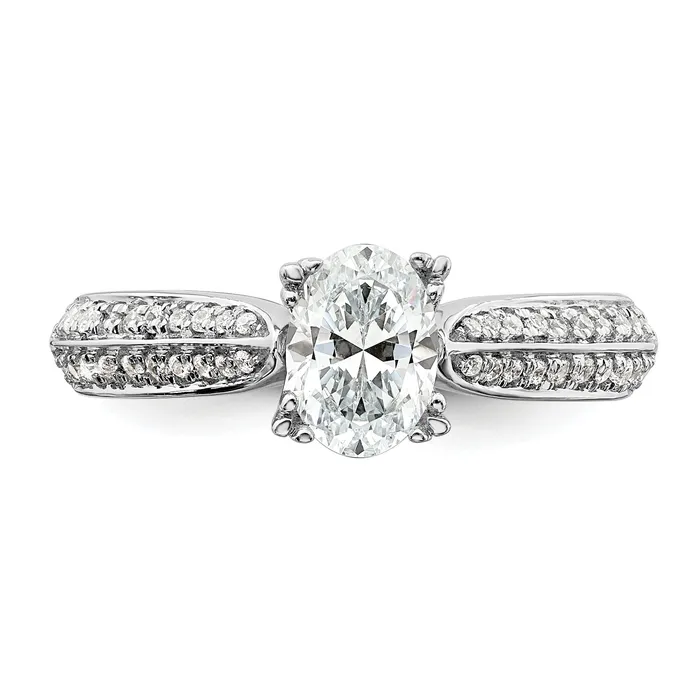 Goldia Rings 075ct CZ Solid Real 14k White Polish 34ct Oval Engagement Dia Ring