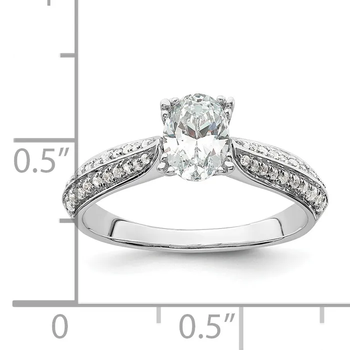 Goldia Rings 075ct CZ Solid Real 14k White Polish 34ct Oval Engagement Dia Ring