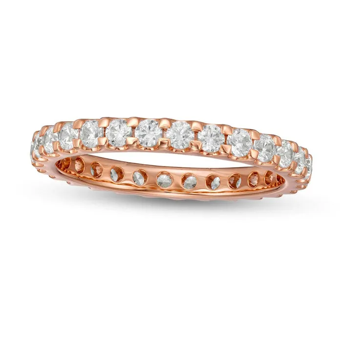 Goldia Rings 10 CT TW Natural Diamond Eternity Wedding Band in Solid 14K Rose Gold