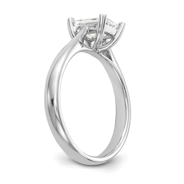 Goldia Rings 100ct CZ Solid Real 14k White Gold Emerald Solitaire Engagement Ring