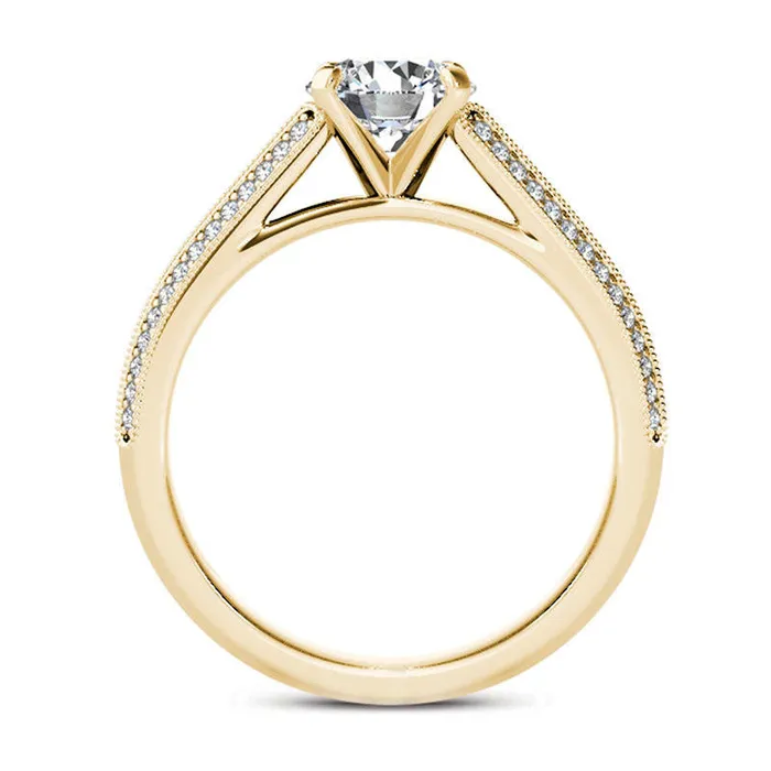 Goldia Rings 120 CT TW Natural Diamond Frame Double Row Antique VintageStyle Engagement Ring in Solid 14K Gold Goldia Rings 120 CT TW Natural Diamond Frame Double Row Antique VintageStyle Engagement Ring in Solid 14K Gold