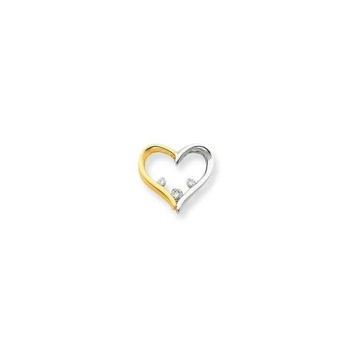Goldia Rings 14k TwoTone Gold Real Diamond Heart Slide