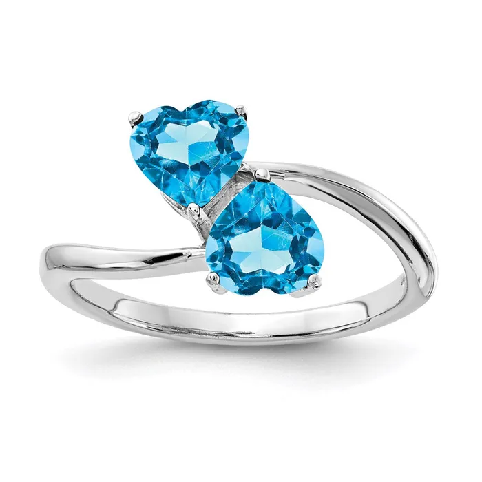 Goldia Rings 14k White Gold 5mm Heart Blue Topaz ring