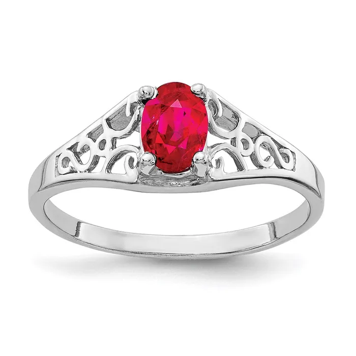 Goldia Rings 14k White Gold 6x4mm Oval Ruby ring