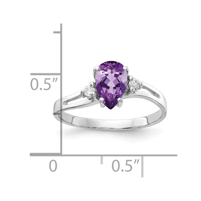 Goldia Rings 14k White Gold 7x5mm Pear Amethyst A Real Diamond ring