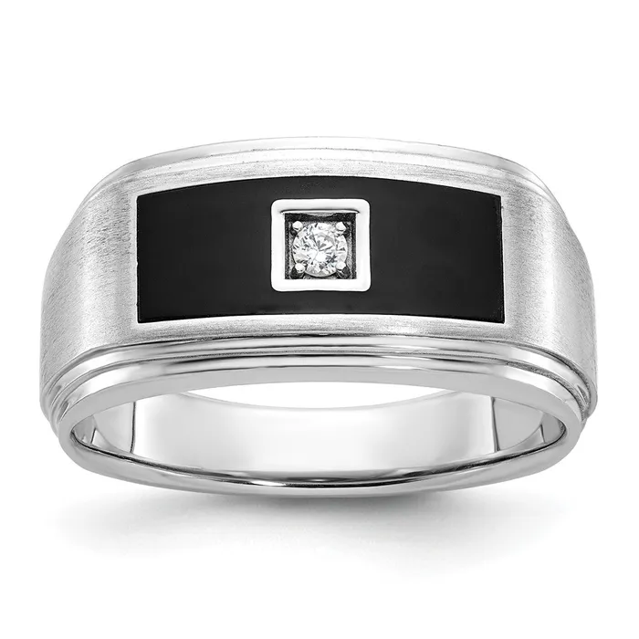 Goldia Rings 14k White Gold Mens Enamel Diamond Ring Mounting