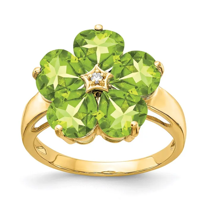 Goldia Rings 14K Yellow Gold 6mm Heart Peridot A Real Diamond ring