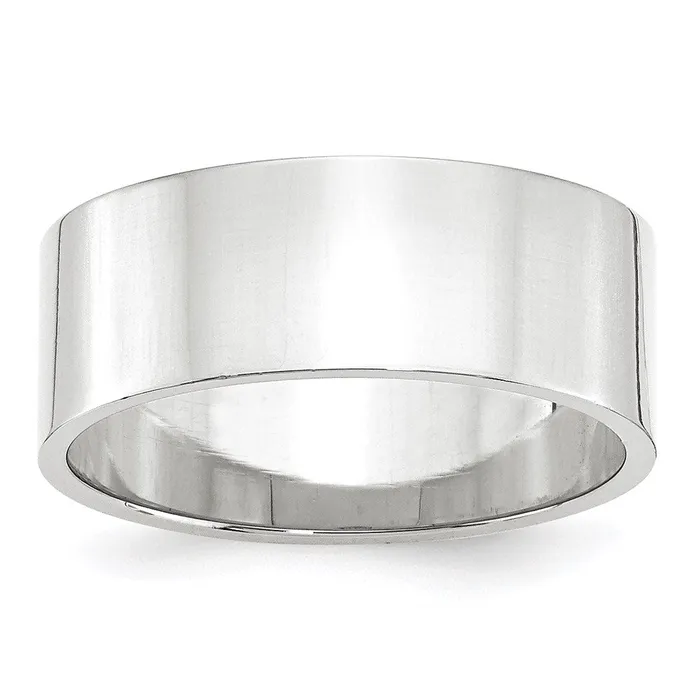 Goldia Rings Solid 10K White Gold 8mm Light Weight Flat MensWomens Wedding Band Ring Size 13