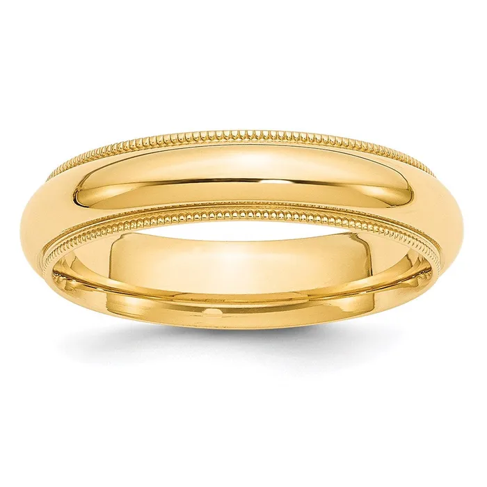 Goldia Rings Solid 10K Yellow Gold 5mm Milgrain Comfort Wedding MensWomens Wedding Band Ring Size 75