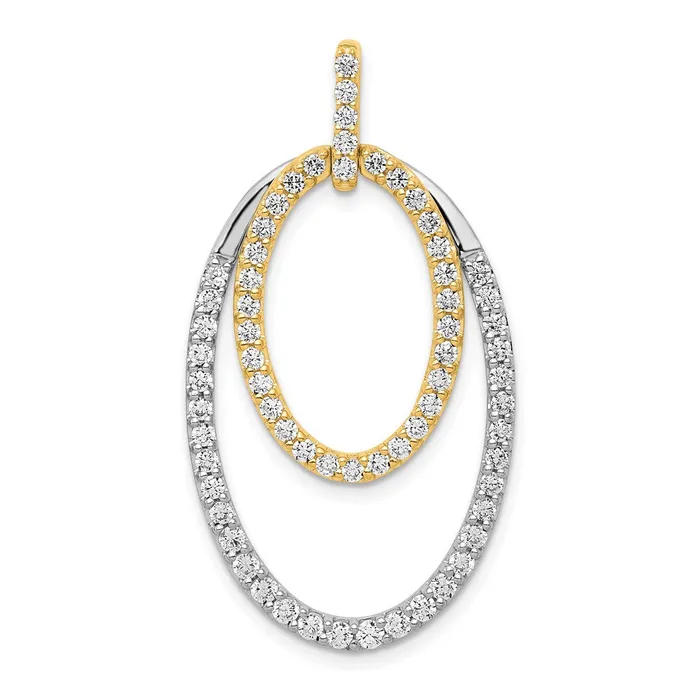 Goldia Rings Solid 14k Twotone 1ct Simulated CZ Double Oval Pendant
