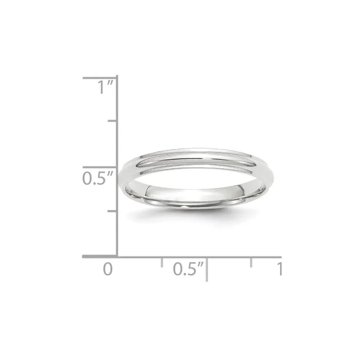 Goldia Rings Solid 14K White Gold 3mm Half Round with Edge MensWomens Wedding Band Ring Size 10 Goldia Rings Solid 14K White Gold 3mm Half Round with Edge MensWomens Wedding Band Ring Size 10